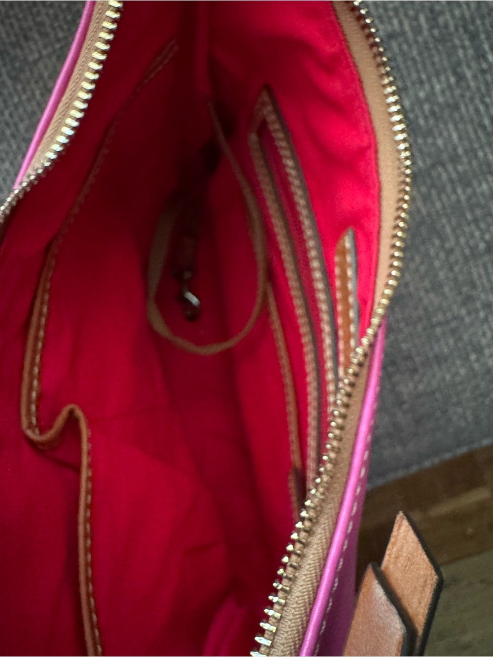 Dooney & Bourke Hot Pink Nylon Hobo Shoulder Bag | Leather Trim | Lightweight - Picture 9 of 9